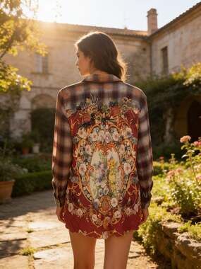 Aratta Silent Journey Multicolor Plaid Floral Shirt Top Blouse ...,